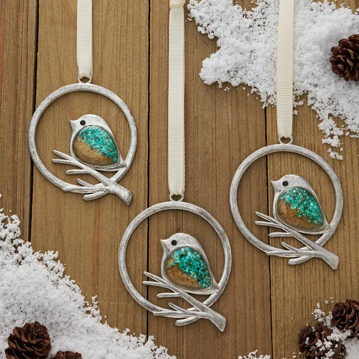 Chadds Ford Jewelry Sand Birdie Branch Ornament Gift Set Earrings