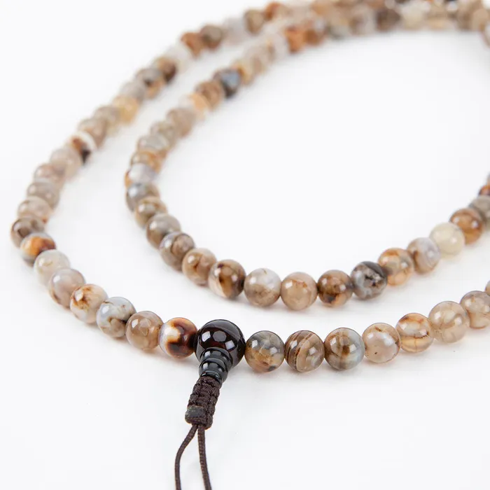 Crazy Lace Agate Mala Beads Set Nirvana Mala Earrings