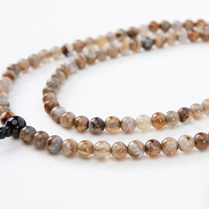 Crazy Lace Agate Mala Beads Set Nirvana Mala Earrings