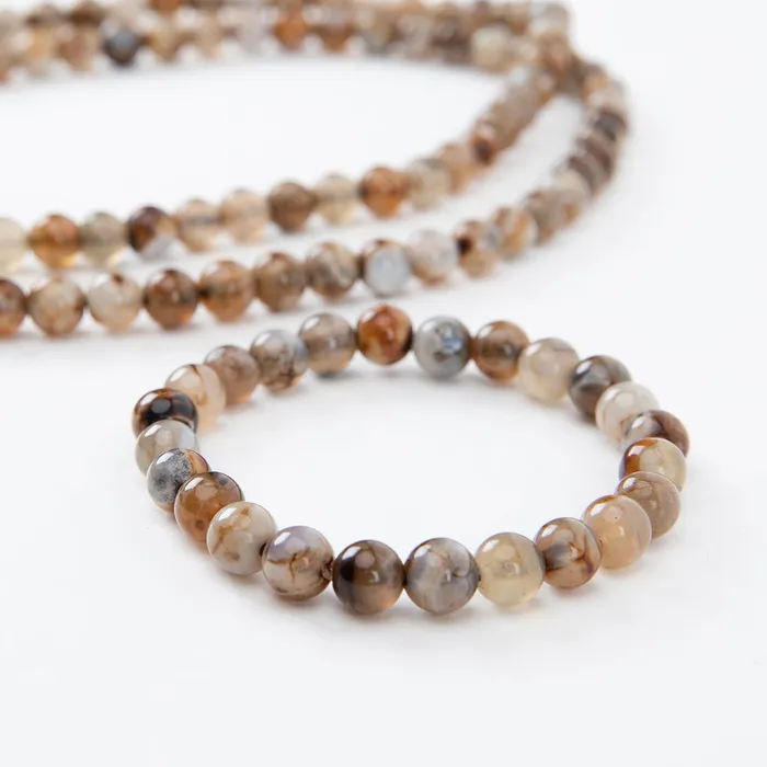 Crazy Lace Agate Mala Beads Set Nirvana Mala Earrings