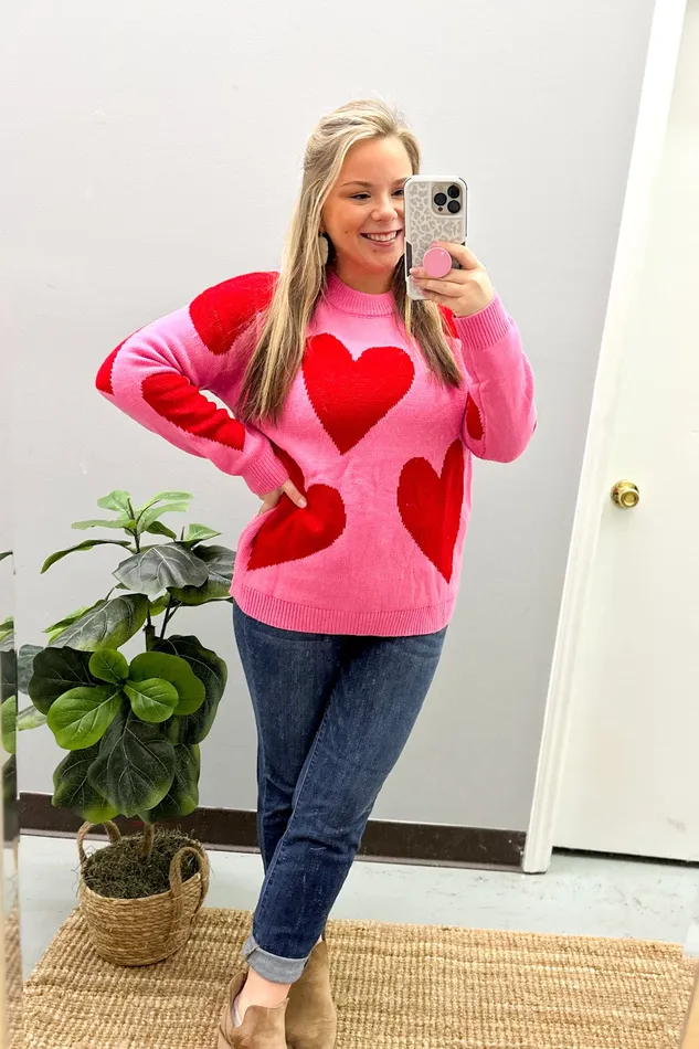 Cupids Lover Pink Red Heart Sweater Haptics Rings