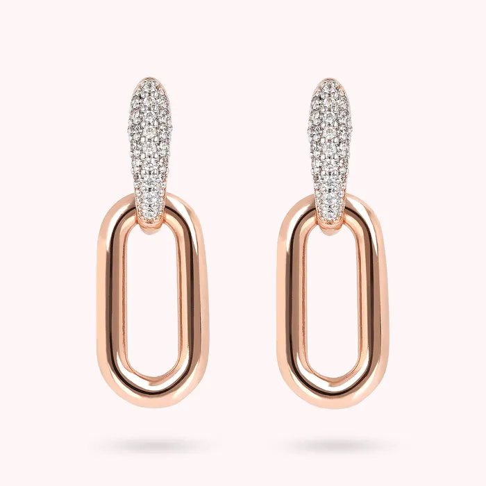 Earrings Bronzallure Orecchini Pendenti con Maglia Ovale e Pav in Cubic Zirconia Earrings Bronzallure Orecchini Pendenti con Maglia Ovale e Pav in Cubic Zirconia