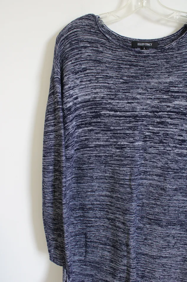 Ellen Tracy Rings Ellen Tracy Blue Knit Tunic Sweater L