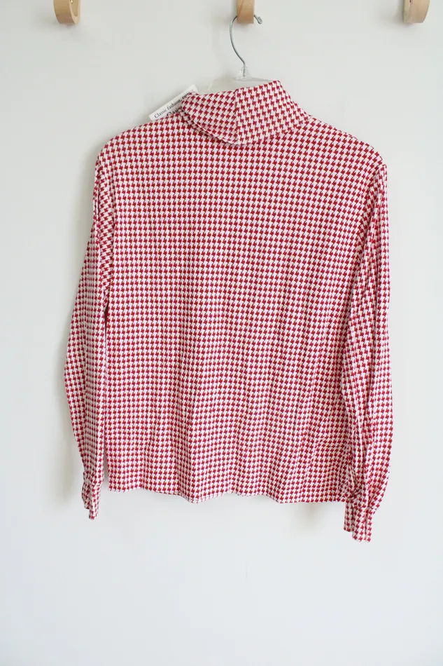 Hasting Smith Rings NEW Hasting Smith Red White Houndstooth Turtleneck Shirt S Petite