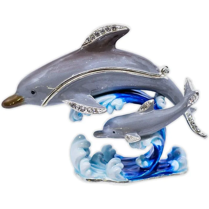 KUBLACRAFTS Kubla Crafts Crystal Dolphin Baby Keepsake Box Necklaces