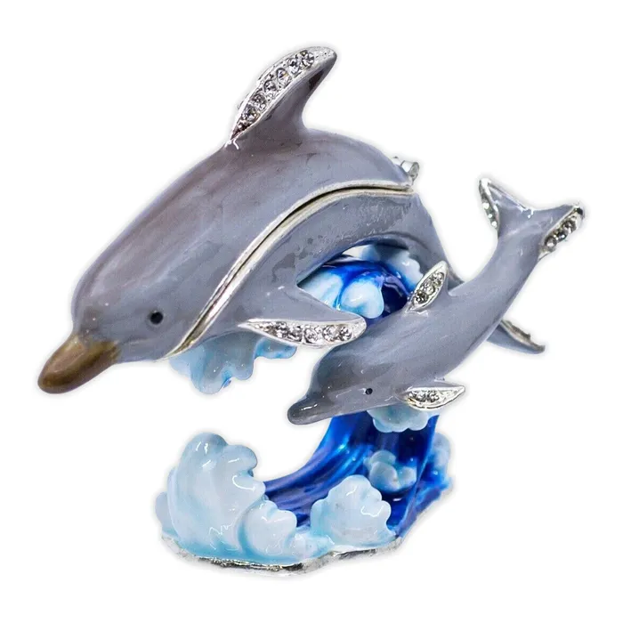 KUBLACRAFTS Kubla Crafts Crystal Dolphin Baby Keepsake Box Necklaces