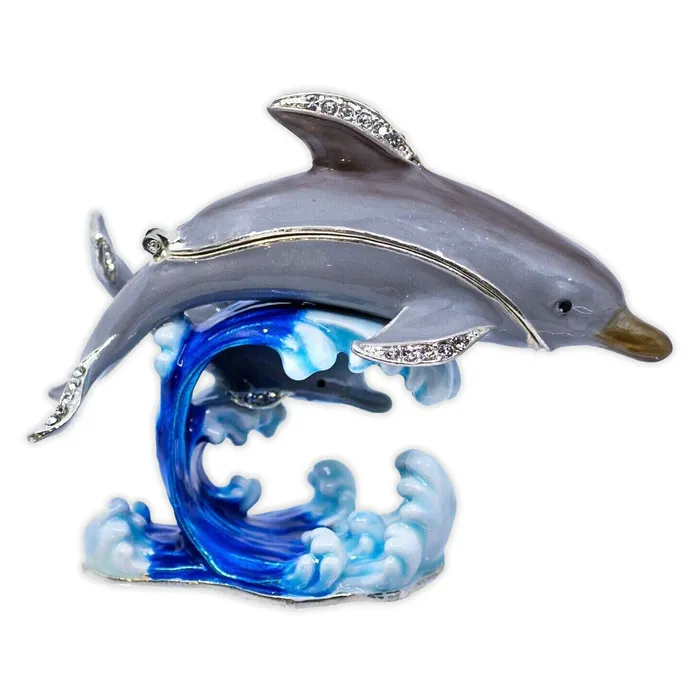 KUBLACRAFTS Kubla Crafts Crystal Dolphin Baby Keepsake Box Necklaces