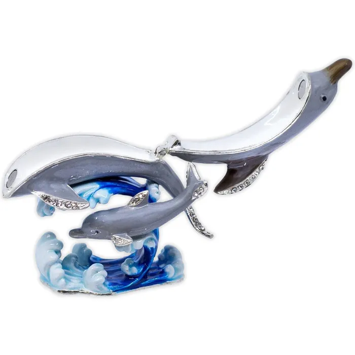 KUBLACRAFTS Kubla Crafts Crystal Dolphin Baby Keepsake Box Necklaces