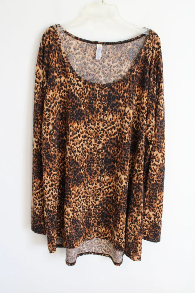 LuLaRoe Earrings LuLaRoe Brown Leopard Print Long Sleeved Top 3X