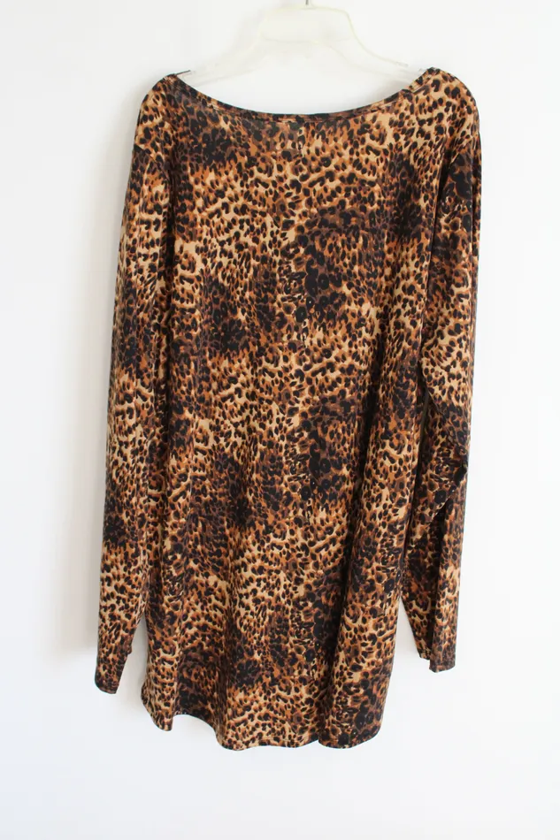 LuLaRoe Earrings LuLaRoe Brown Leopard Print Long Sleeved Top 3X