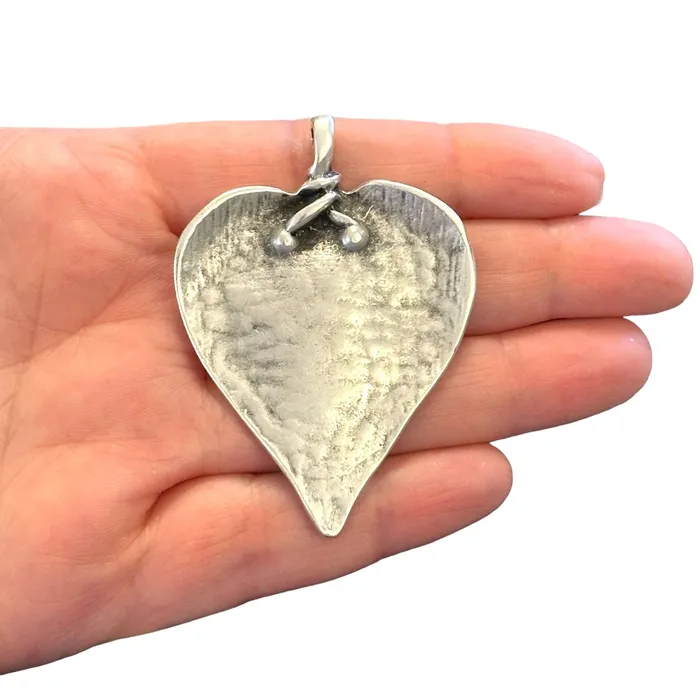 Necklaces Peppy Beads Antique Silver Plated Large Heart Pendant