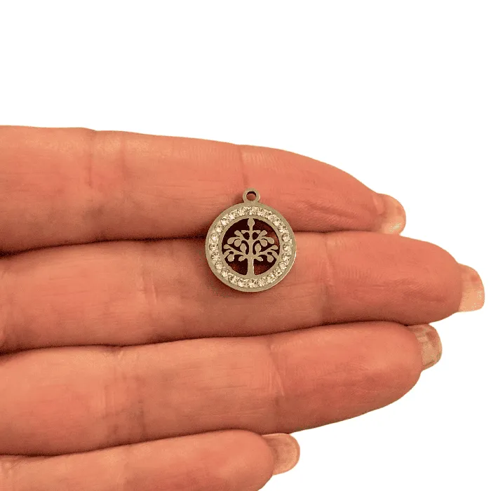 Necklaces Peppy Beads Waterproof Stainless Steel Tree of Life Pendant with CZ Accents Necklaces Peppy Beads Waterproof Stainless Steel Tree of Life Pendant with CZ Accents