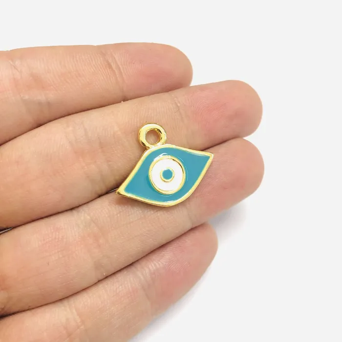 Peppy Beads 24Kt Gold Plated Enamelled Eye Pendant Necklaces
