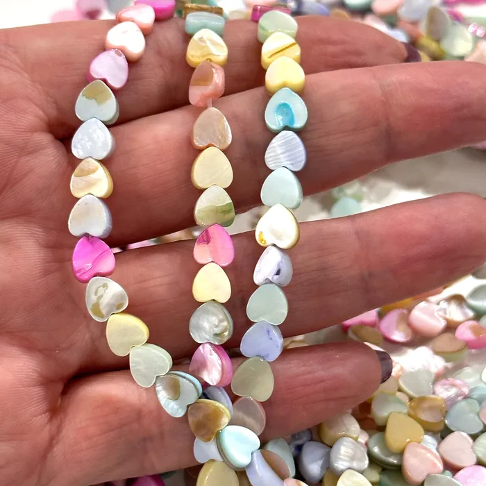 Peppy Beads Necklaces Mother Of Pearl Heart 6mm Beads Pastel Colored Vertical Hole Hearts 60 Beads Strand Peppy Beads Necklaces Mother Of Pearl Heart 6mm Beads Pastel Colored Vertical Hole Hearts 60 Beads Strand