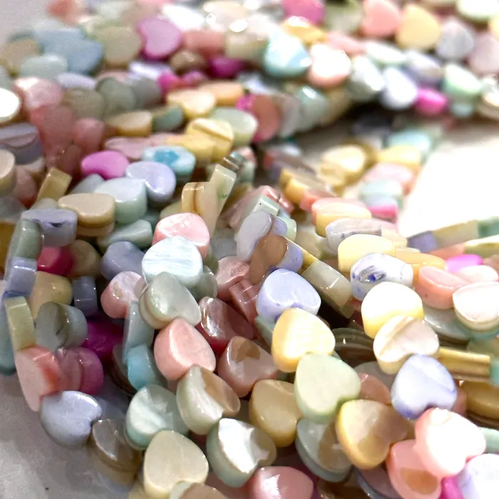 Peppy Beads Necklaces Mother Of Pearl Heart 6mm Beads Pastel Colored Vertical Hole Hearts 60 Beads Strand Peppy Beads Necklaces Mother Of Pearl Heart 6mm Beads Pastel Colored Vertical Hole Hearts 60 Beads Strand