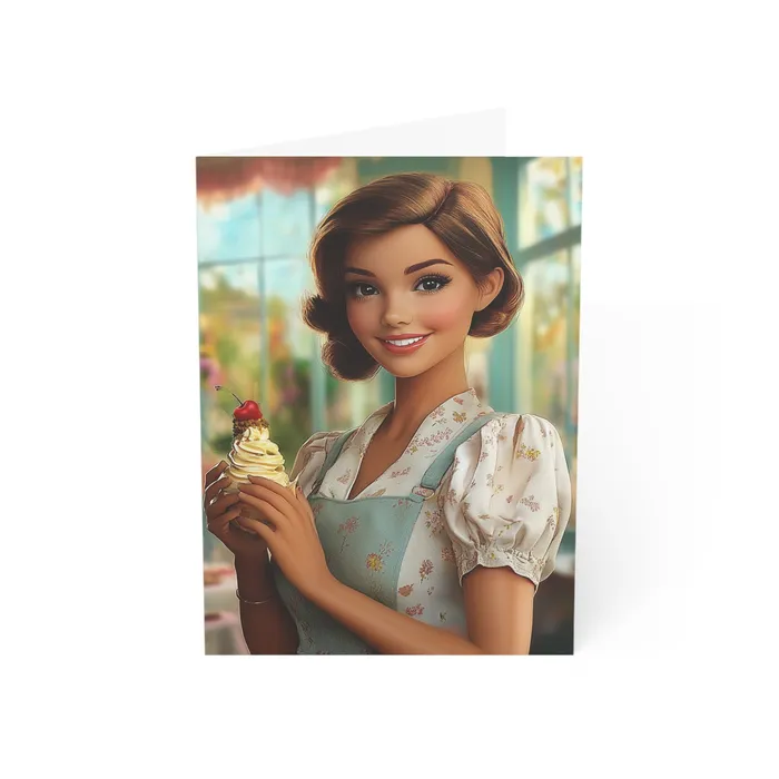 Portraits and Miniatures by NC Necklaces Ice Cream Parlor Gal Greeting Cards 1 10 30 and 50pcs Portraits and Miniatures by NC Necklaces Ice Cream Parlor Gal Greeting Cards 1 10 30 and 50pcs