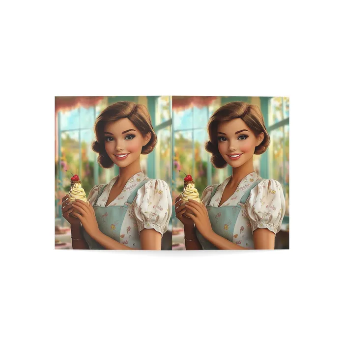 Portraits and Miniatures by NC Necklaces Ice Cream Parlor Gal Greeting Cards 1 10 30 and 50pcs