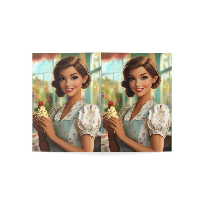 Portraits and Miniatures by NC Necklaces Ice Cream Parlor Gal Greeting Cards 1 10 30 and 50pcs