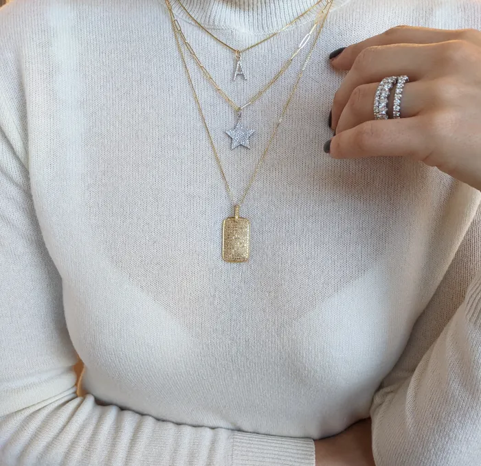 RACHEL LYNN CHICAGO Charm Necklaces Diamond A Letter Charm