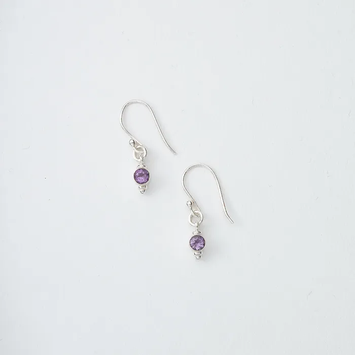 Small Purple Gem Dangle Earrings Tiger Mountain Earrings