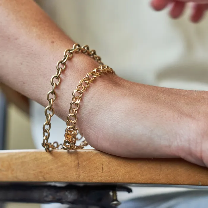 14k Yellow Gold Cable Chain Link Bracelet Vintage Bracelets