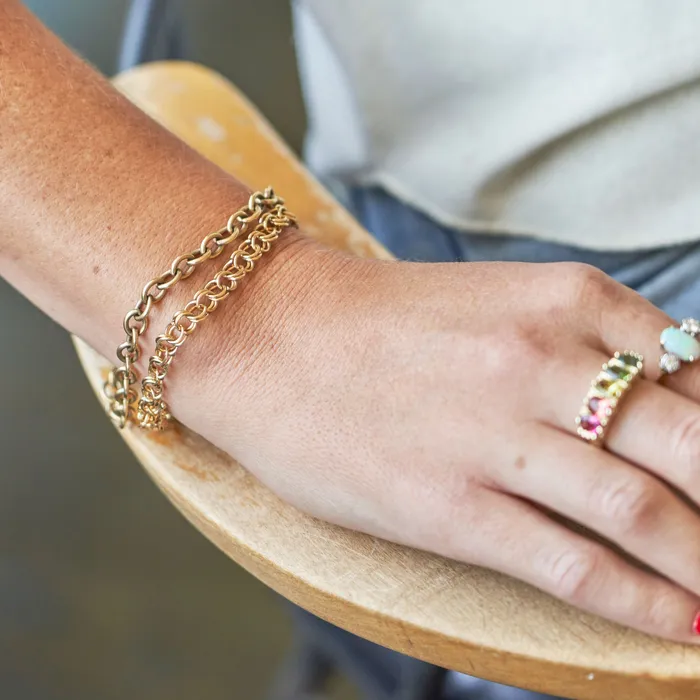 14k Yellow Gold Cable Chain Link Bracelet Vintage Bracelets