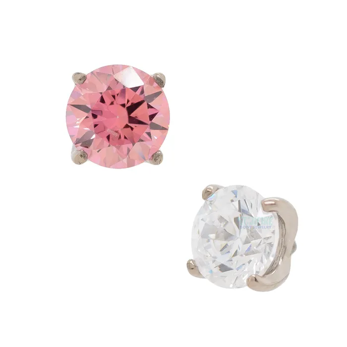 4mm Tiffany ProngSet BrilliantCut Gem Threaded End in White Gold Anatometal Earrings 4mm Tiffany ProngSet BrilliantCut Gem Threaded End in White Gold Anatometal Earrings
