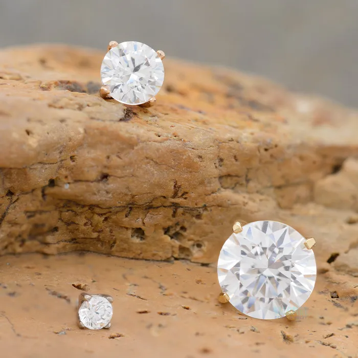 4mm Tiffany ProngSet BrilliantCut Gem Threaded End in White Gold Anatometal Earrings