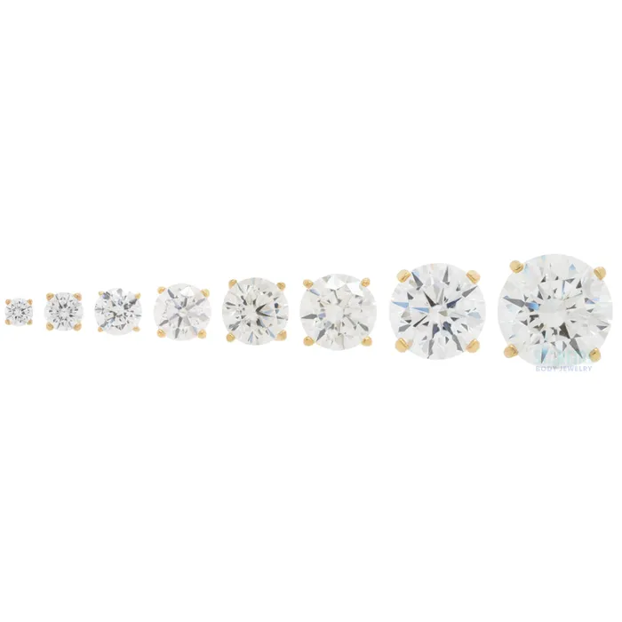4mm Tiffany ProngSet BrilliantCut Gem Threaded End in White Gold Anatometal Earrings