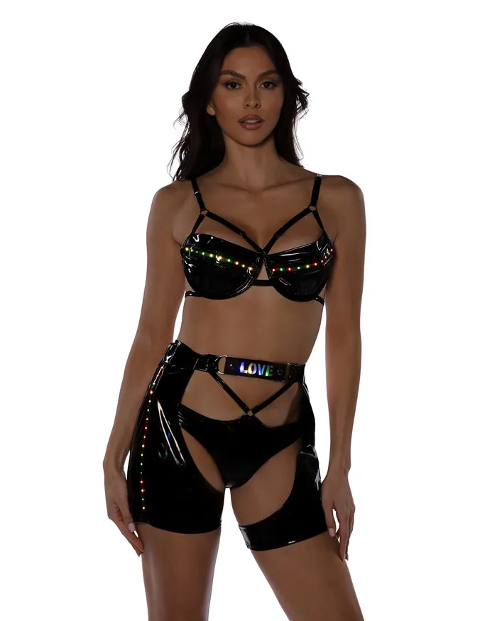 6503 2PC Pride LightUp Vinyl Bra Set Roma Costume Inc Earrings 6503 2PC Pride LightUp Vinyl Bra Set Roma Costume Inc Earrings
