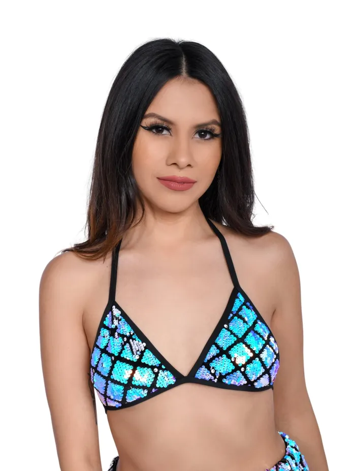 Aquamarine Sequin Triangle Top THE LUMi SHOP Earrings