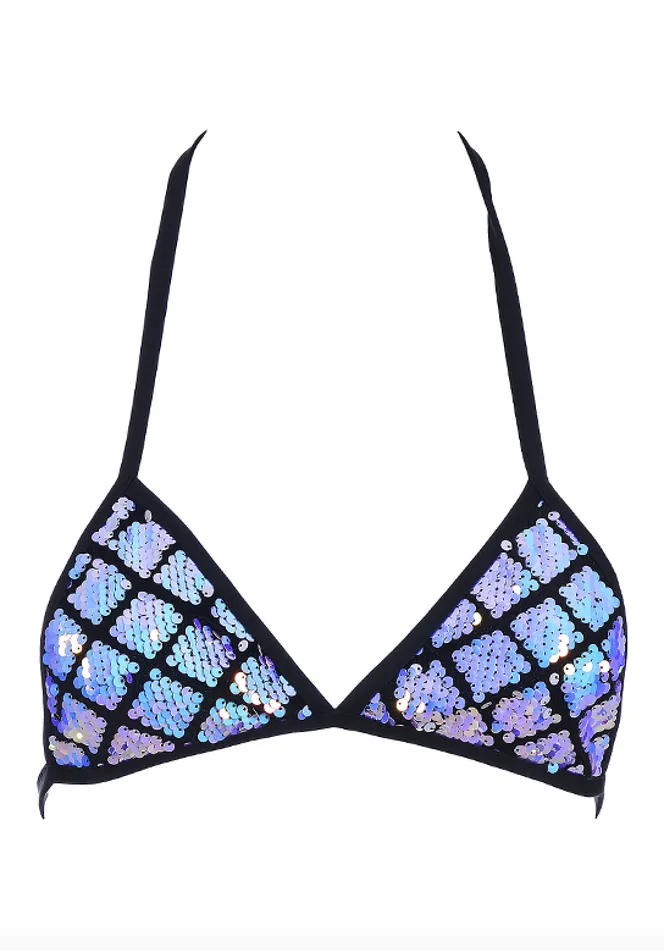 Aquamarine Sequin Triangle Top THE LUMi SHOP Earrings