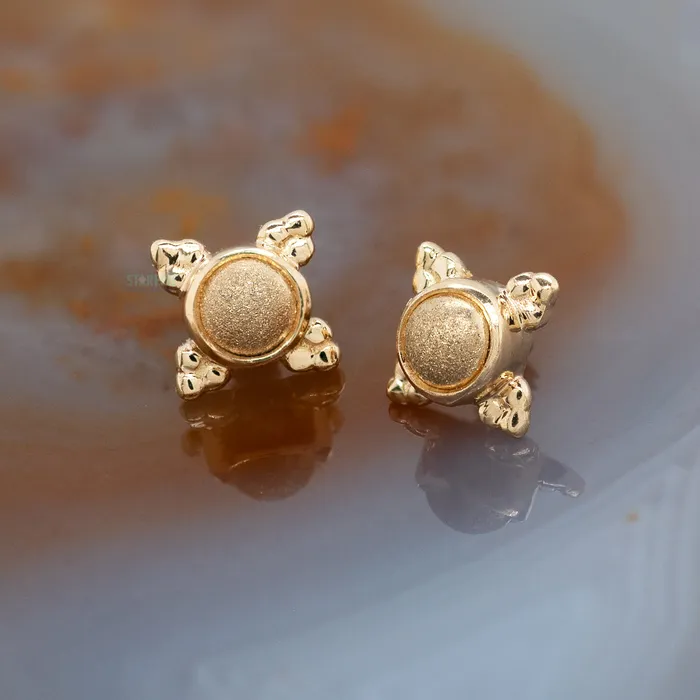 Body Vision BVLA Earrings Mini Kandy Threaded End in Gold with Sandblasted Gold Bead