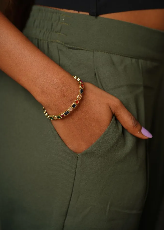 Bracelets attrangi1 Multi Gem Stone Flexi Bracelet