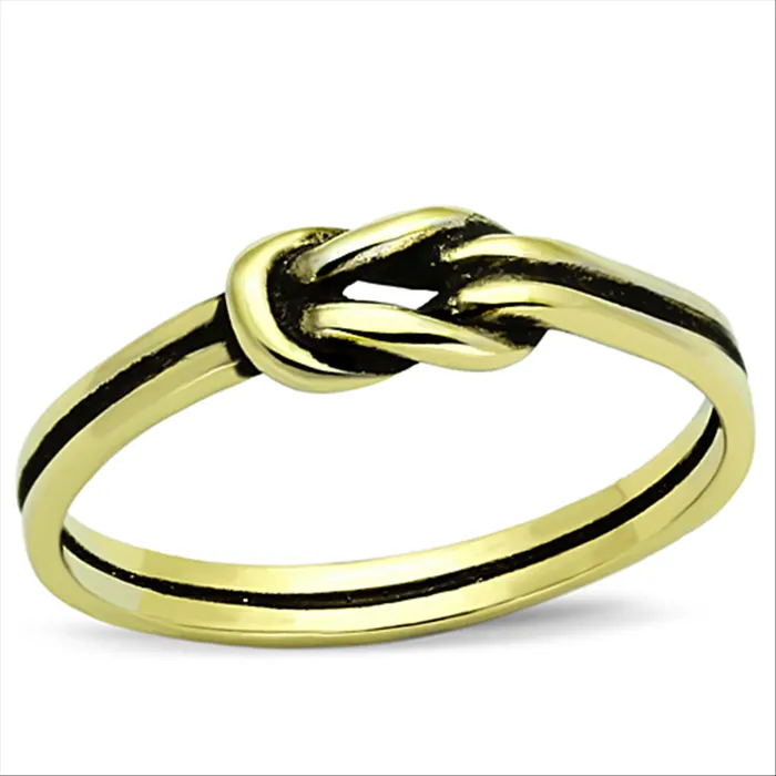 CJG2348 Stainless Steel IP Gold Minimal Knot Ring Green Rings