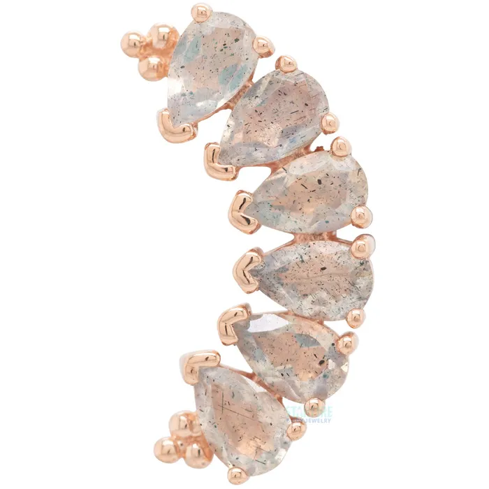 Earrings Body Vision BVLA 6 Gem Pear Panaraya Threaded End in Gold with Faceted Labradorite