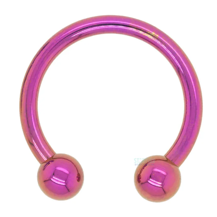 Earrings Industrial Strength IS Titanium Circular Barbell FU Fuchsia