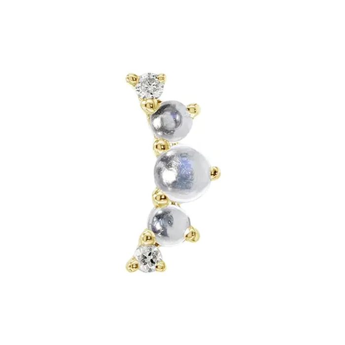 Earrings Modern Mood threadless Annette End in Gold with Moonstone Diamonds