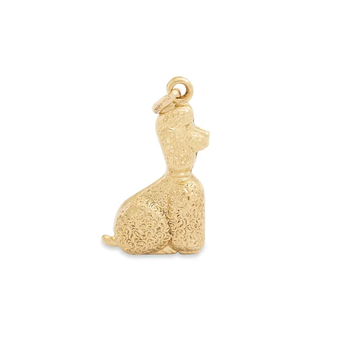Earrings Vintage Sitting Poodle 9k Gold Dog Charm
