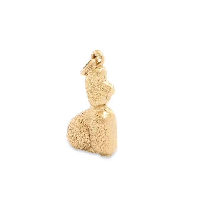 Earrings Vintage Sitting Poodle 9k Gold Dog Charm