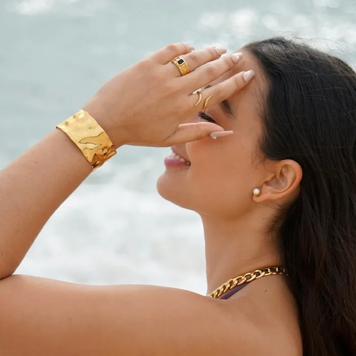 Ellie Vail Bracelets Roxi Hammered Cuff Bracelet