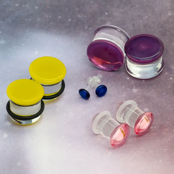 Glass Colorfront Plugs White Glasswear Studios Rings