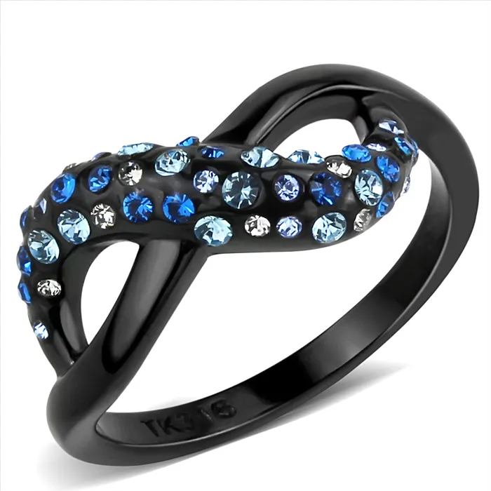 Green Rings CJE3446 Wholesale Womens Stainless Steel IP Black Multi Color Infinity Ring Green Rings CJE3446 Wholesale Womens Stainless Steel IP Black Multi Color Infinity Ring