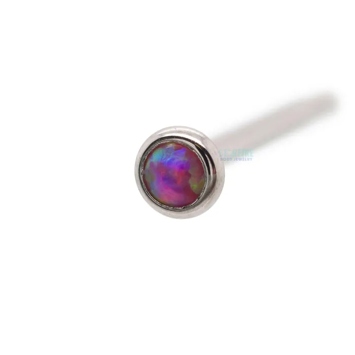 Industrial Strength IS Demi Bezelset Opal Nostril Screw Earrings