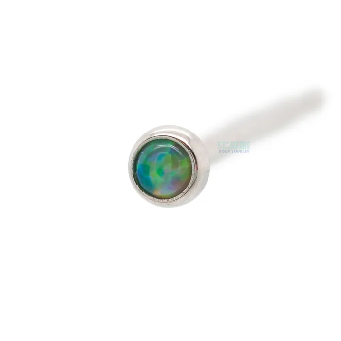 Industrial Strength IS Demi Bezelset Opal Nostril Screw Earrings