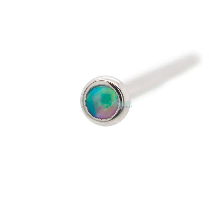 Industrial Strength IS Demi Bezelset Opal Nostril Screw Earrings