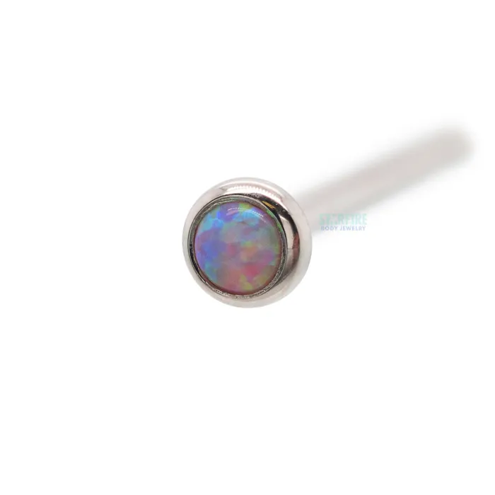 Industrial Strength IS Demi Bezelset Opal Nostril Screw Earrings