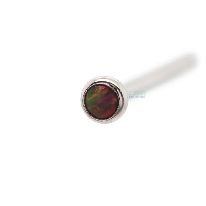 Industrial Strength IS Demi Bezelset Opal Nostril Screw Earrings