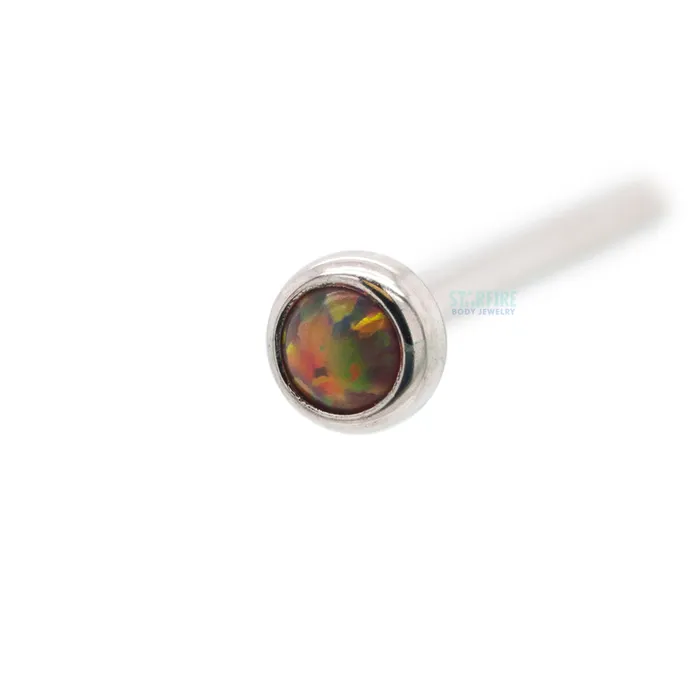 Industrial Strength IS Demi Bezelset Opal Nostril Screw Earrings