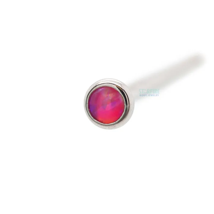 Industrial Strength IS Demi Bezelset Opal Nostril Screw Earrings